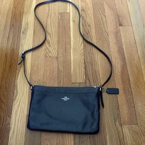 Leather Coach crossbody bag in dark brown leather